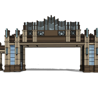 欧式小区大门SU模型下载